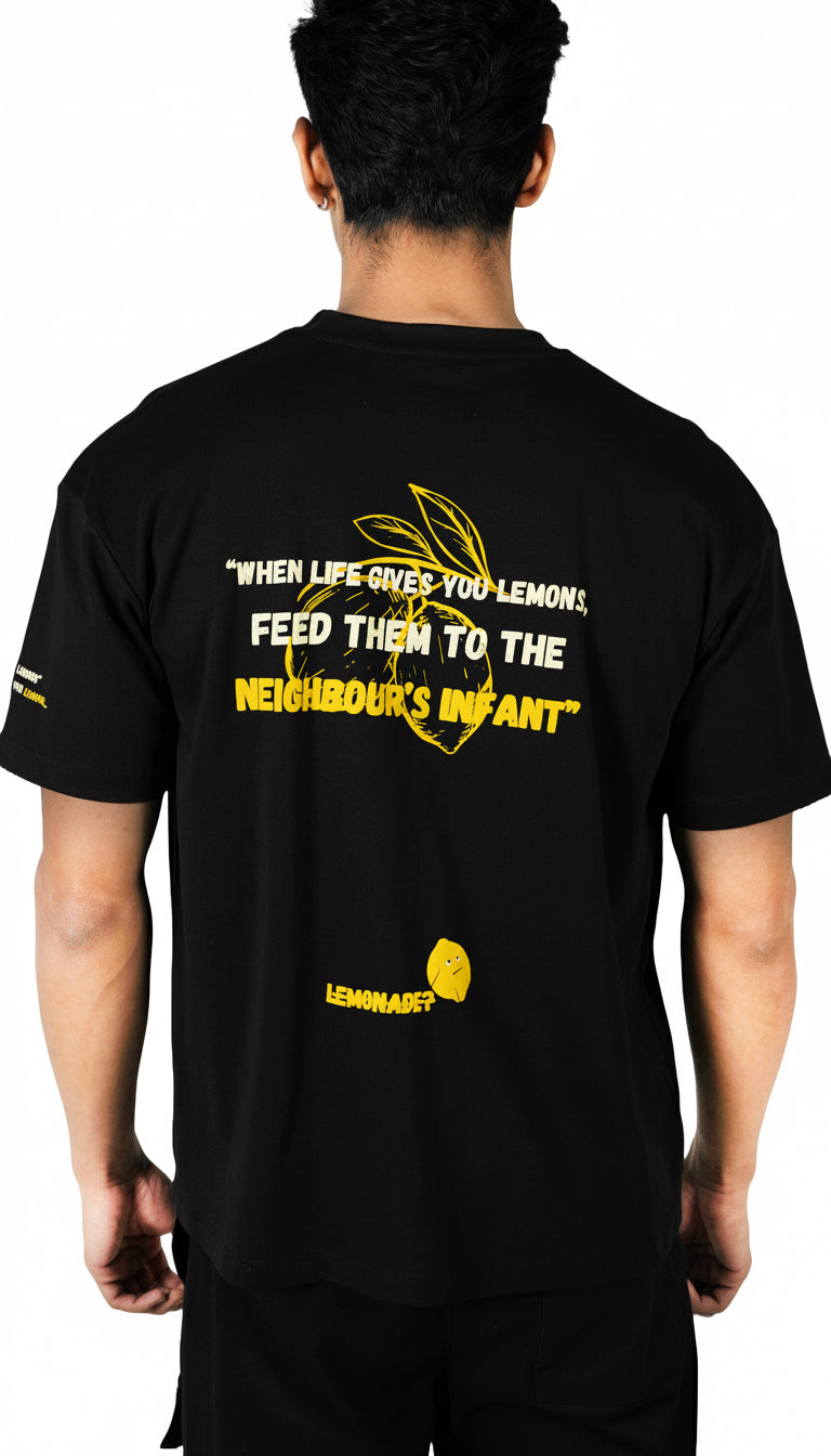 Lemonade oversized black t-shirt back view – THE ELEMENTZ