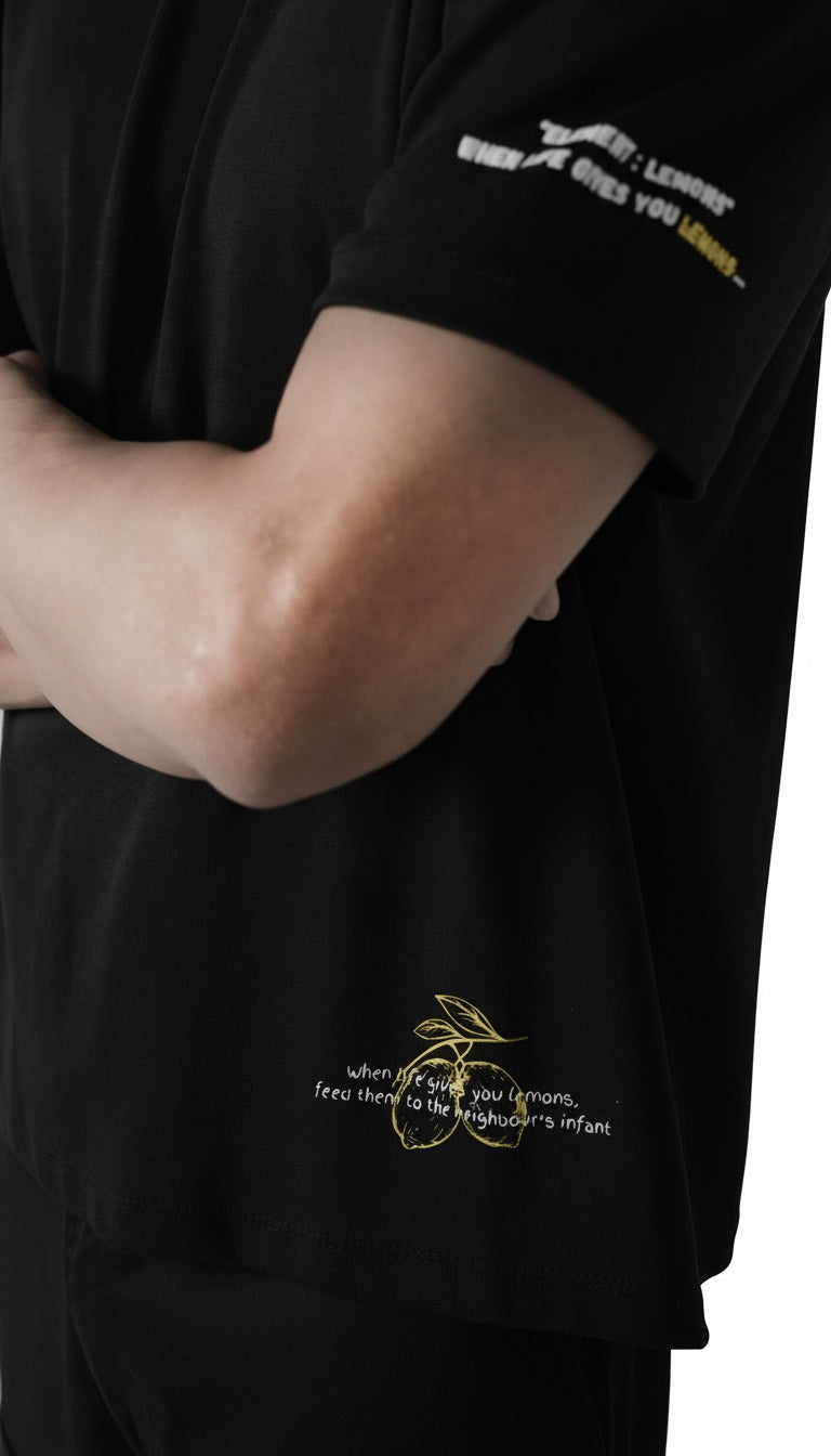 Lemonade oversized black t-shirt front view – THE ELEMENTZ