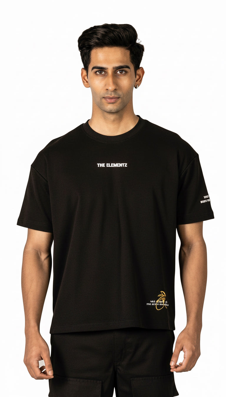 Lemonade oversized black t-shirt front view – THE ELEMENTZ