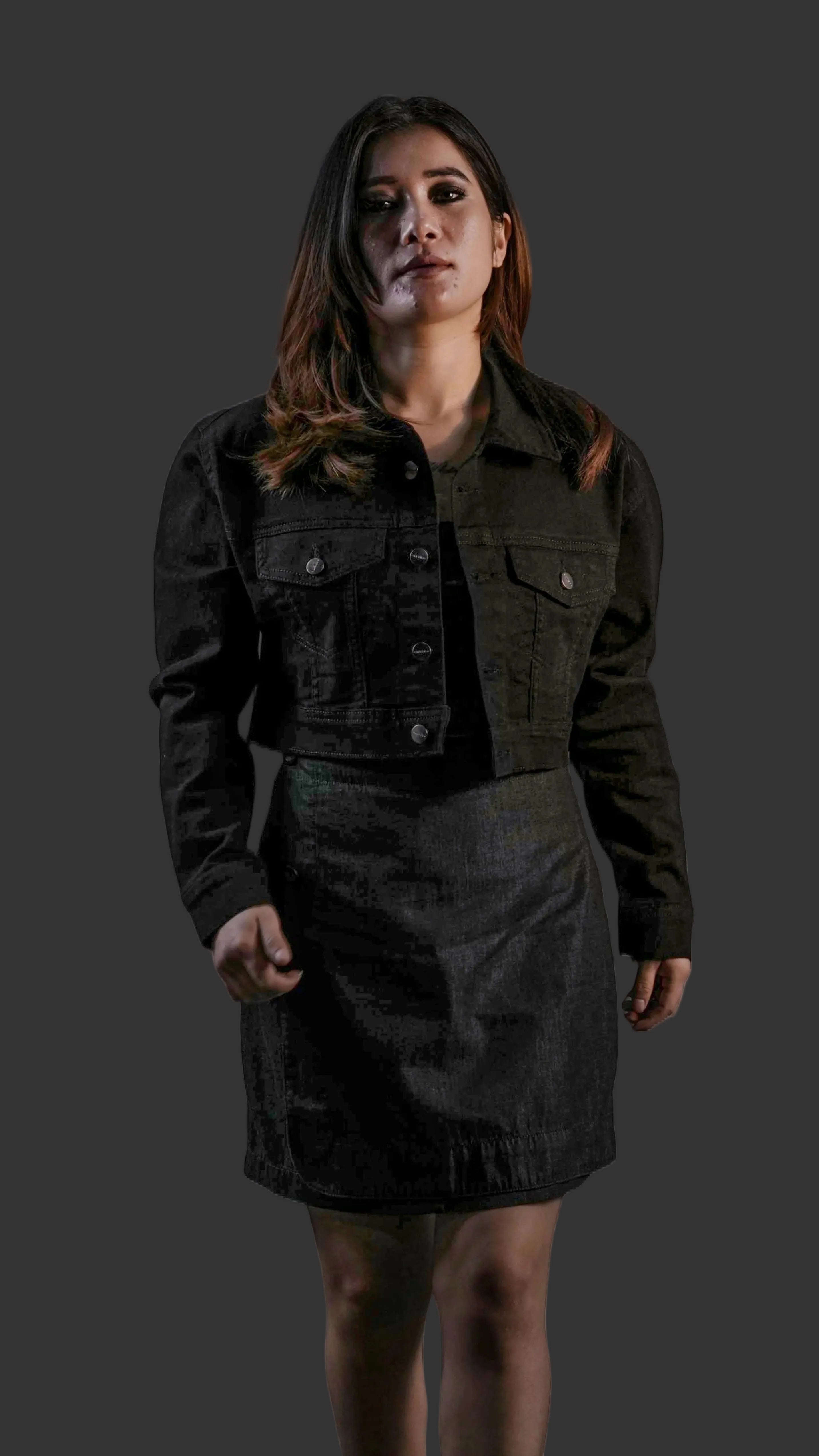 Women’s luxury black cropped trucker denim jacket – THE ELEMENTZ