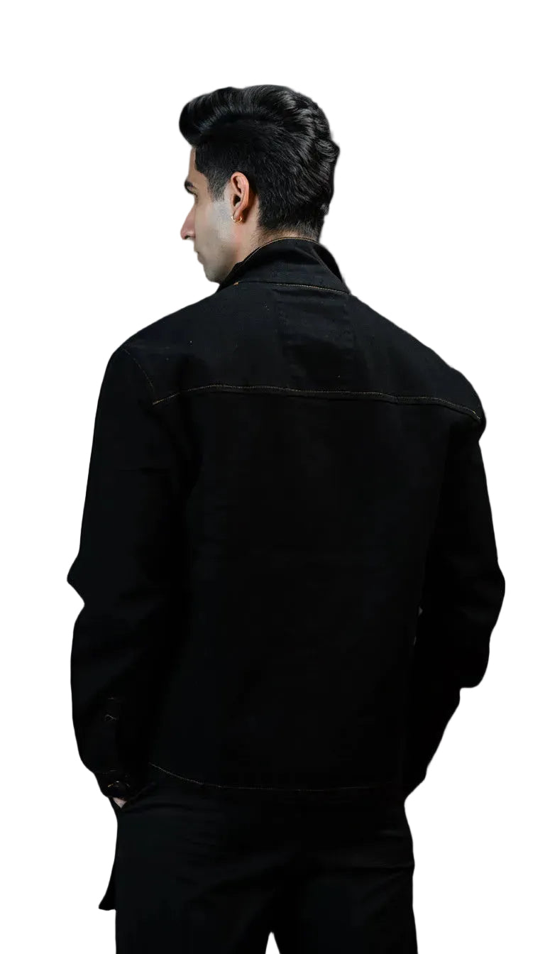 Axis Jacket | Handmade Black Denim Jacket for Men – THE ELEMENTZ