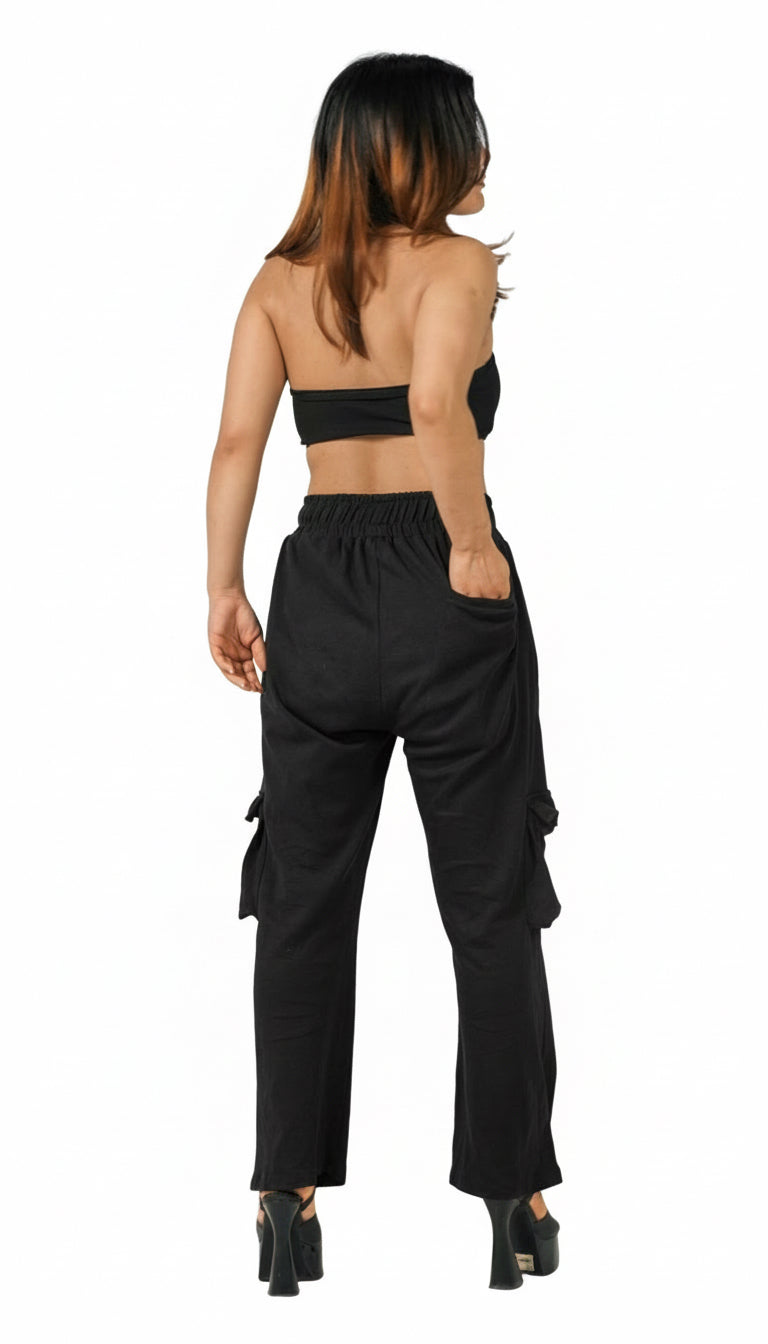 The Elementz black cargo joggers back view – THE ELEMENTZ