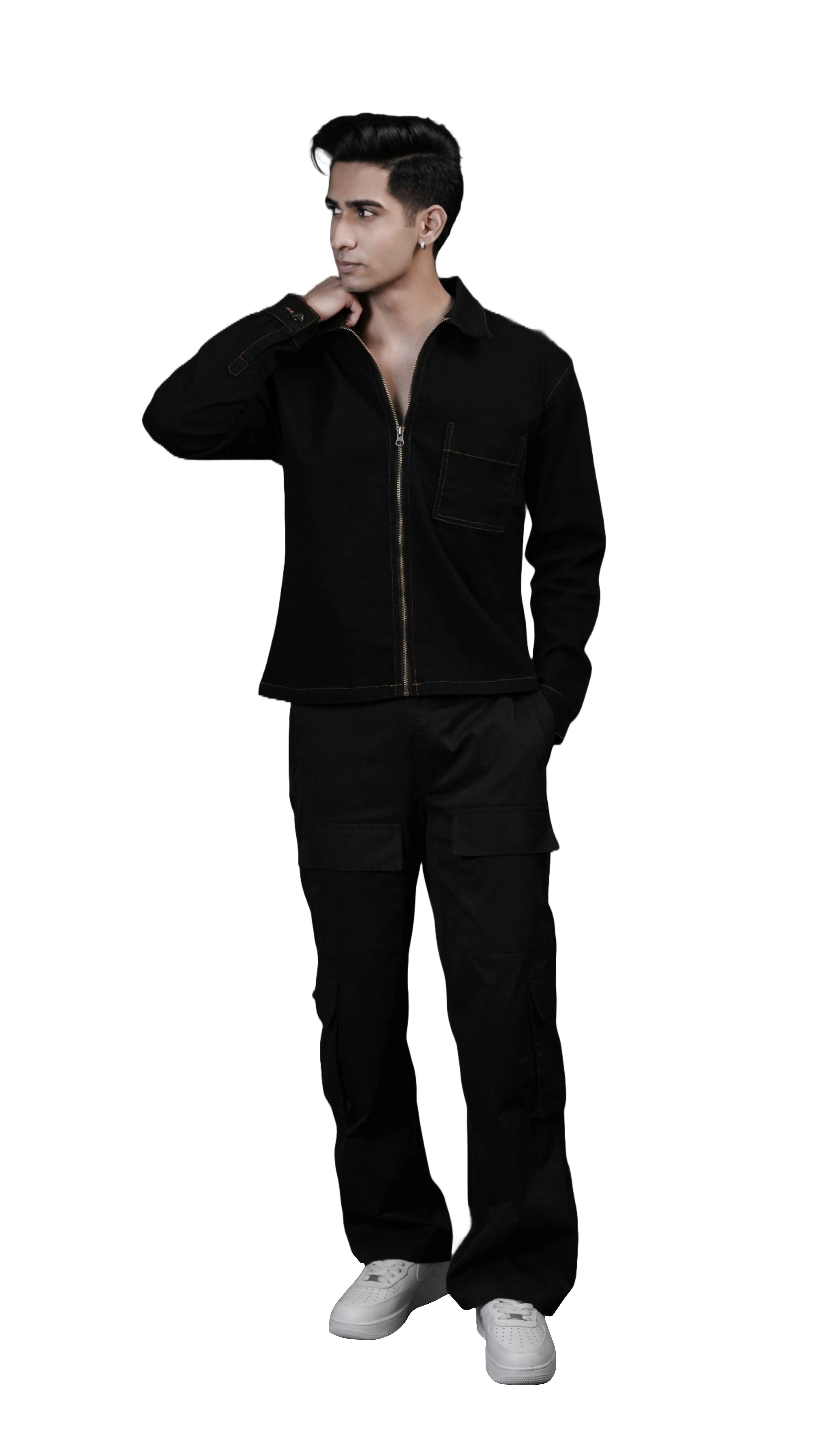 Axis Jacket | Handmade Black Denim Jacket for Men – THE ELEMENTZ